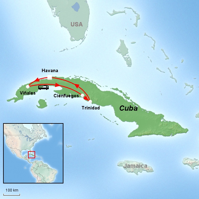 Kart over Cuba-reisen Enestående Cuba